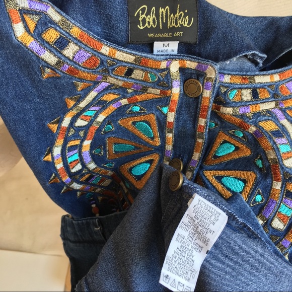 Bob Mackie Vintage Embroidered Denim Shirt Jacket - Picture 7 of 8